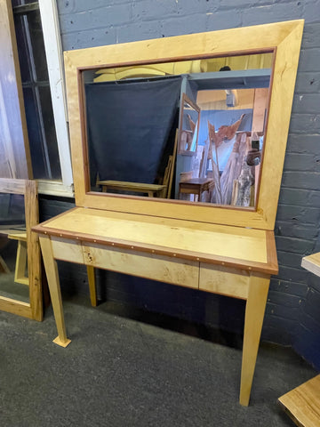 Huon Pine Birds Eye Console/Hall Table with matching mirror     $ 4,800 NOW $ 3,800