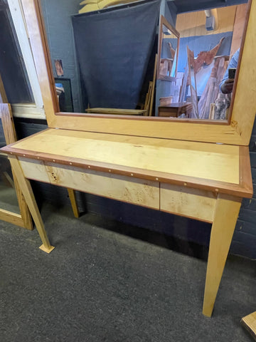 Huon Pine Birds Eye Console/Hall Table with matching mirror     $ 4,800 NOW $ 3,800