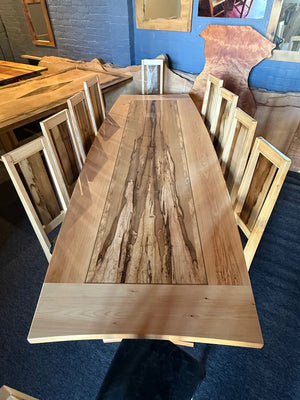 Blackheart Sassafras & Celery Top solid timber table and Ten matching chairs
