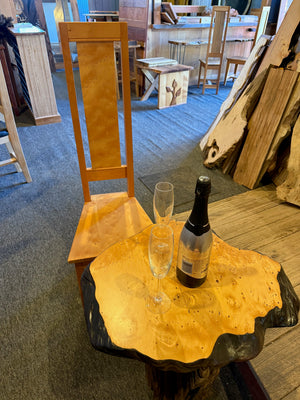 Huon Pine with Birds Eye feature Occasional table with matching seats. $ 4,600