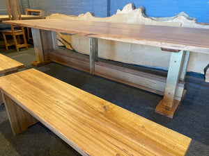 Tasmanian Oak Dining Table 10 - 12 seater $ 8,000 has optional bench seats $ 1,400 ea