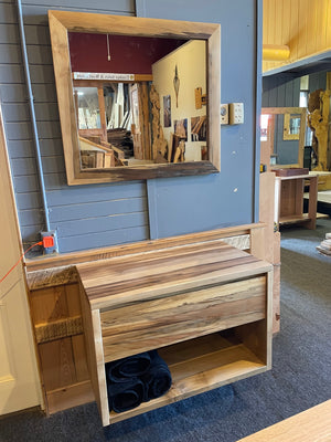 Tasmanian Blackheart Sassafras Vanity unit with matching Mirror SOLD