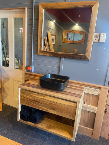 Tasmanian Blackheart Sassafras Vanity unit with matching Mirror SOLD