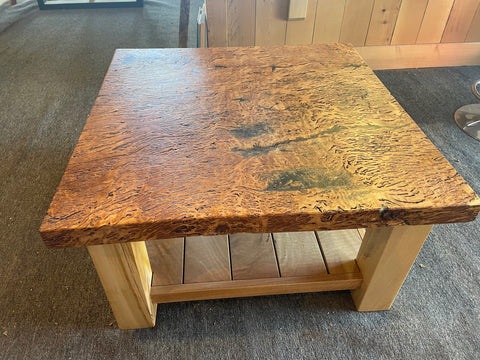 Burl Tasmanian Oak coffee table $ 3,400 inc GST SUPER SPECIAL $ 2,400 ONLY !