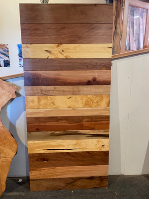 Sliding Barn Door with a difference - Multi Timber  $ 1,400 with Black Tracks & wheels inc