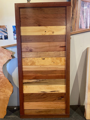 Sliding Barn Door with a difference - Multi Timber  $ 1,400 with Black Tracks & wheels inc